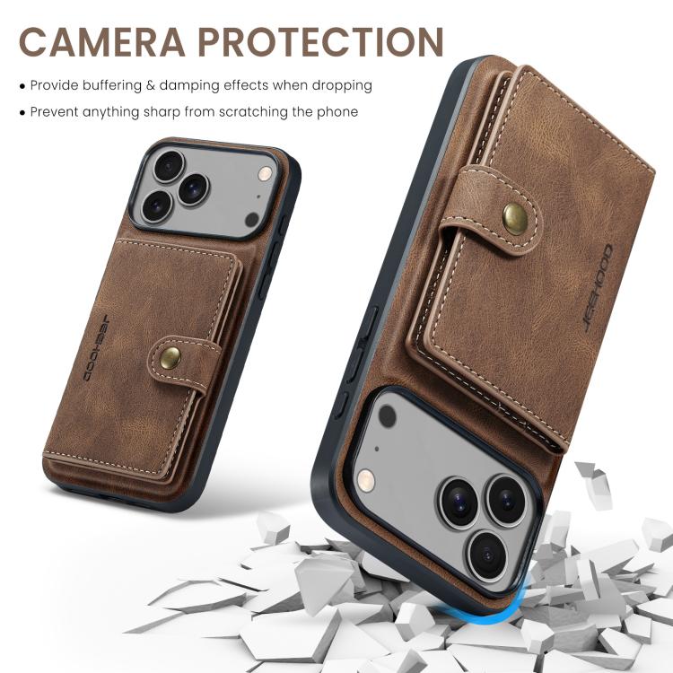 For iPhone 17 Pro Max JEEHOOD J01 Retro Magnetic Detachable Wallet Phone Case(Brown) - iPhone 17 Pro Max Cases by JEEHOOD | Online Shopping UK | buy2fix