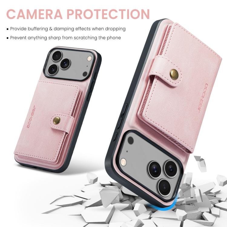 For iPhone 17 Pro Max JEEHOOD J01 Retro Magnetic Detachable Wallet Phone Case(Pink) - iPhone 17 Pro Max Cases by JEEHOOD | Online Shopping UK | buy2fix