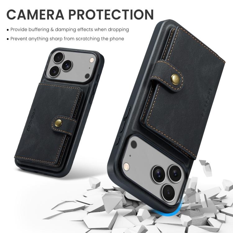 For iPhone 17 Pro JEEHOOD J01 Retro Magnetic Detachable Wallet Phone Case(Black) - iPhone 17 Pro Cases by JEEHOOD | Online Shopping UK | buy2fix