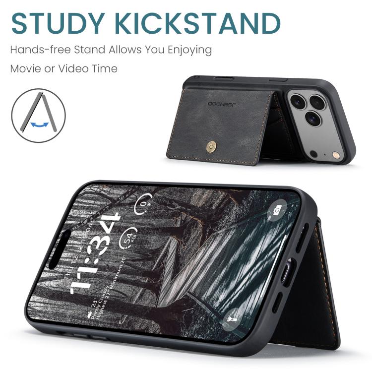 For iPhone 17 Pro JEEHOOD J01 Retro Magnetic Detachable Wallet Phone Case(Black) - iPhone 17 Pro Cases by JEEHOOD | Online Shopping UK | buy2fix