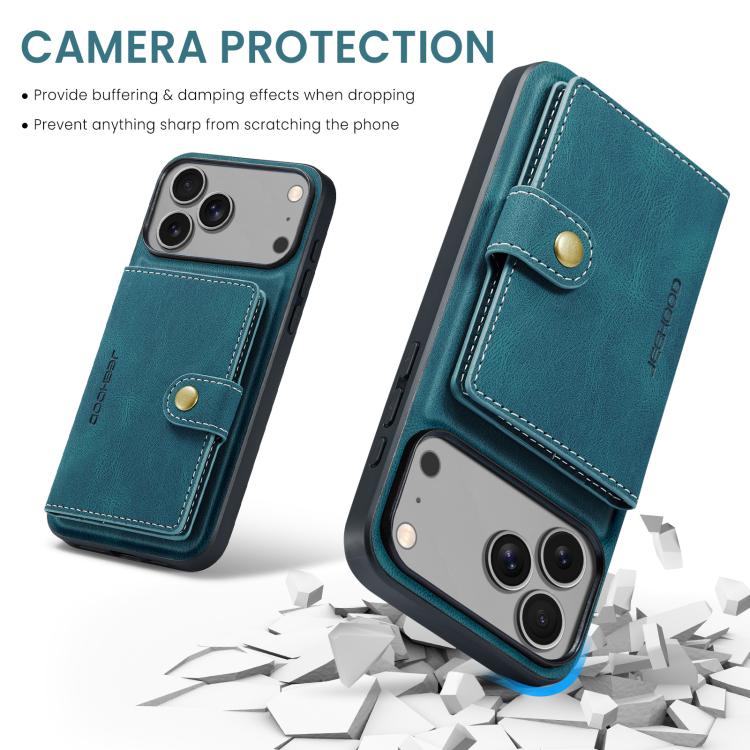 For iPhone 17 Pro JEEHOOD J01 Retro Magnetic Detachable Wallet Phone Case(Blue) - iPhone 17 Pro Cases by JEEHOOD | Online Shopping UK | buy2fix