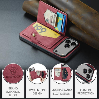 For iPhone 17 Pro JEEHOOD J01 Retro Magnetic Detachable Wallet Phone Case(Red) - iPhone 17 Pro Cases by JEEHOOD | Online Shopping UK | buy2fix