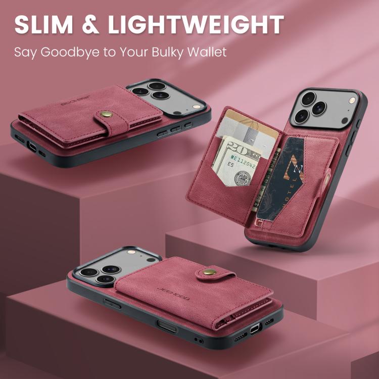 For iPhone 17 Pro JEEHOOD J01 Retro Magnetic Detachable Wallet Phone Case(Red) - iPhone 17 Pro Cases by JEEHOOD | Online Shopping UK | buy2fix