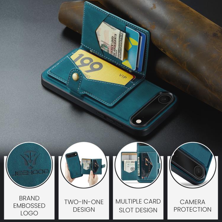 For iPhone 17 Air JEEHOOD J01 Retro Magnetic Detachable Wallet Phone Case(Blue) - iPhone 17 Air Cases by JEEHOOD | Online Shopping UK | buy2fix