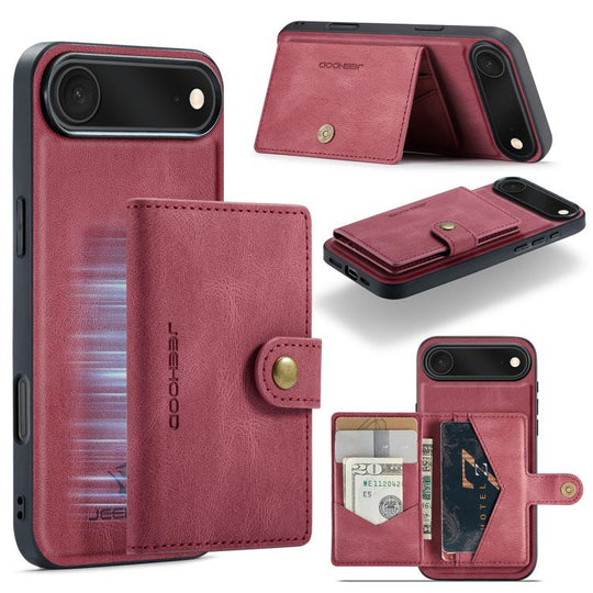 For iPhone Air JEEHOOD J01 Retro Magnetic Detachable Wallet Phone Case(Red)