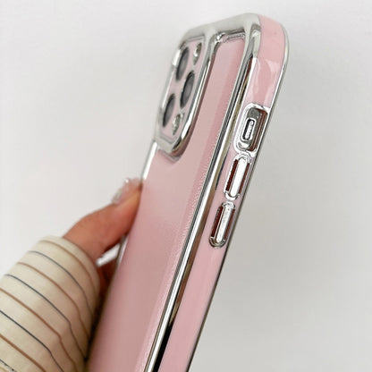 For iPhone 16 Pro Max Electroplated Edge Frosted Leather TPU Phone Case(Pink) by buy2fix