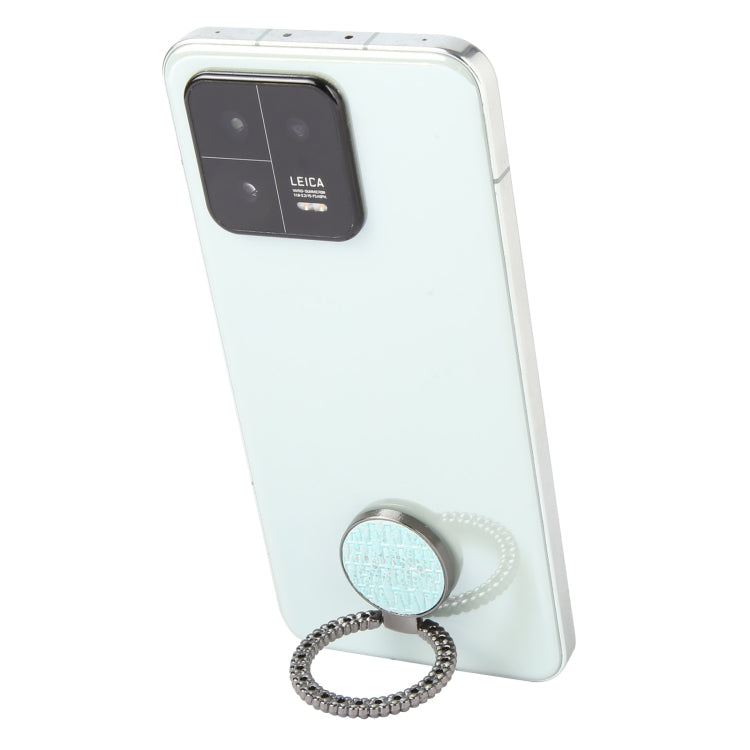 Flash Diamond Metal Mobile Phone Ring Holder(Black+Sky Blue) - Ring Holder by buy2fix | Online Shopping UK | buy2fix