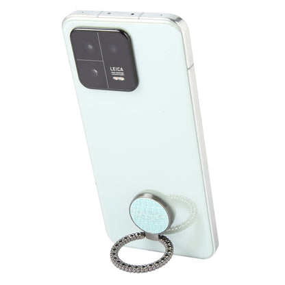 Flash Diamond Metal Mobile Phone Ring Holder(Black+Sky Blue) - Ring Holder by buy2fix | Online Shopping UK | buy2fix