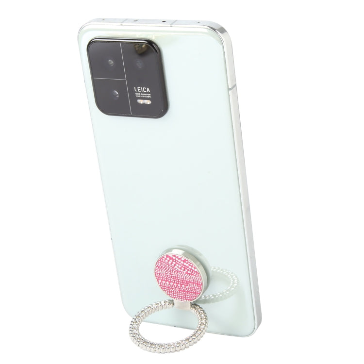 Flash Diamond Metal Mobile Phone Ring Holder(Silver+Rose Red) - Ring Holder by buy2fix | Online Shopping UK | buy2fix