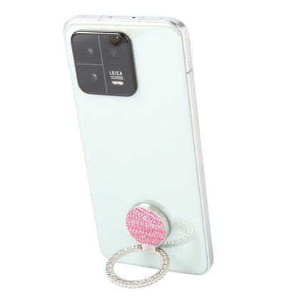Flash Diamond Metal Mobile Phone Ring Holder(Silver+Rose Red) - Ring Holder by buy2fix | Online Shopping UK | buy2fix