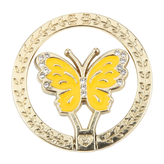 Butterfly Metal Mobile Phone Ring Holder(Yellow) - Ring Holder by buy2fix | Online Shopping UK | buy2fix