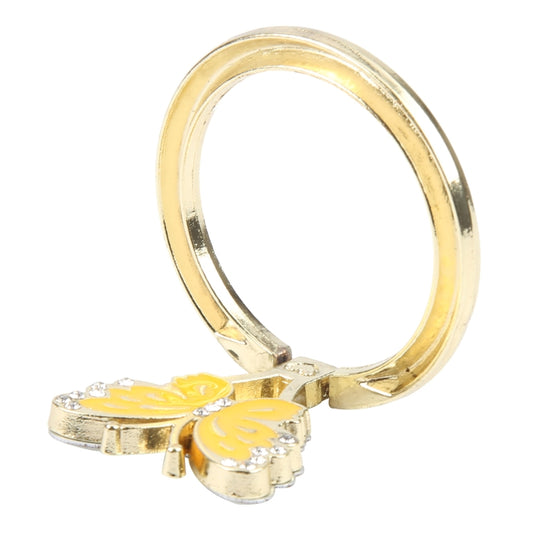 Butterfly Metal Mobile Phone Ring Holder(Yellow) - Ring Holder by buy2fix | Online Shopping UK | buy2fix