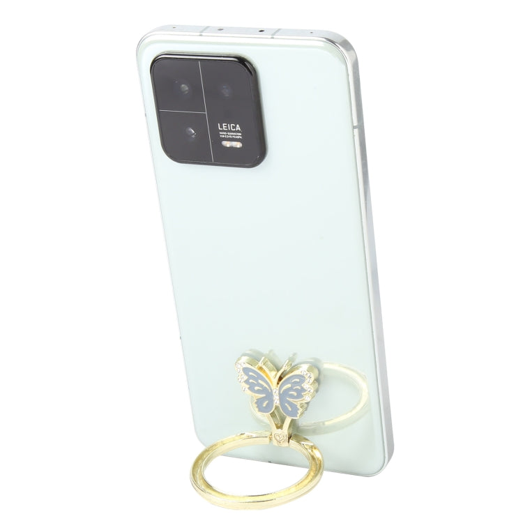 Butterfly Metal Mobile Phone Ring Holder(Blue) - Ring Holder by buy2fix | Online Shopping UK | buy2fix