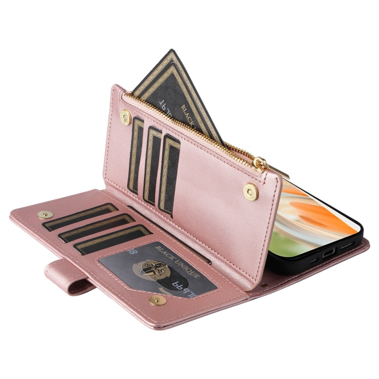 For Google Pixel 9 / 9 Pro Crossbody Zipper Wallet Rhombus Leather Phone Case(Rose Gold) by buy2fix