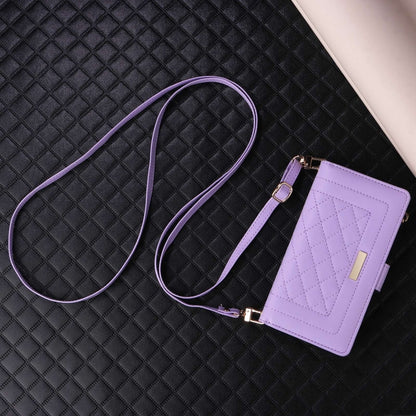 For Google Pixel 9 / 9 Pro Crossbody Zipper Wallet Rhombus Leather Phone Case(Purple) by buy2fix