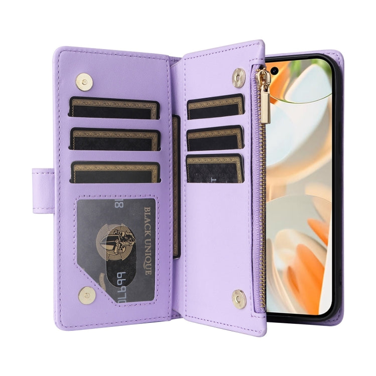 For Google Pixel 9 / 9 Pro Crossbody Zipper Wallet Rhombus Leather Phone Case(Purple) by buy2fix