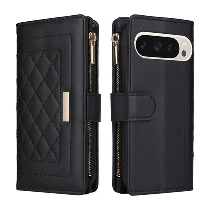 For Google Pixel 9 / 9 Pro Crossbody Zipper Wallet Rhombus Leather Phone Case(Black) by buy2fix