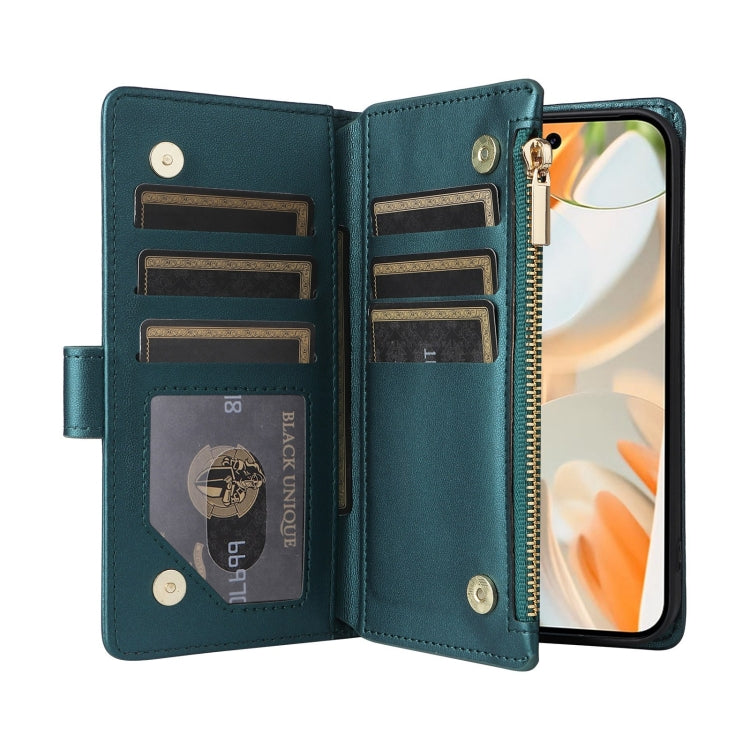 For Google Pixel 9 / 9 Pro Crossbody Zipper Wallet Rhombus Leather Phone Case(Green) by buy2fix