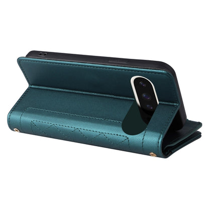 For Google Pixel 9 / 9 Pro Crossbody Zipper Wallet Rhombus Leather Phone Case(Green) by buy2fix