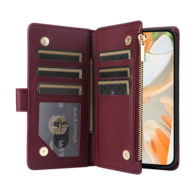 For Google Pixel 9 / 9 Pro Crossbody Zipper Wallet Rhombus Leather Phone Case(Wine Red) by buy2fix