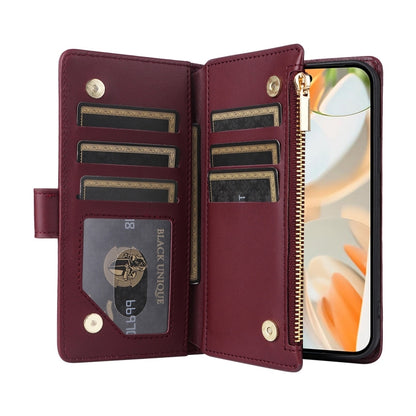 For Google Pixel 9 / 9 Pro Crossbody Zipper Wallet Rhombus Leather Phone Case(Wine Red) by buy2fix