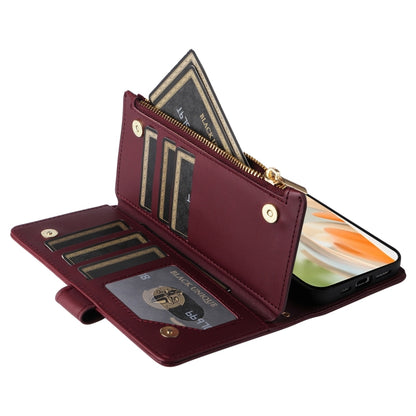 For Google Pixel 9 / 9 Pro Crossbody Zipper Wallet Rhombus Leather Phone Case(Wine Red) by buy2fix