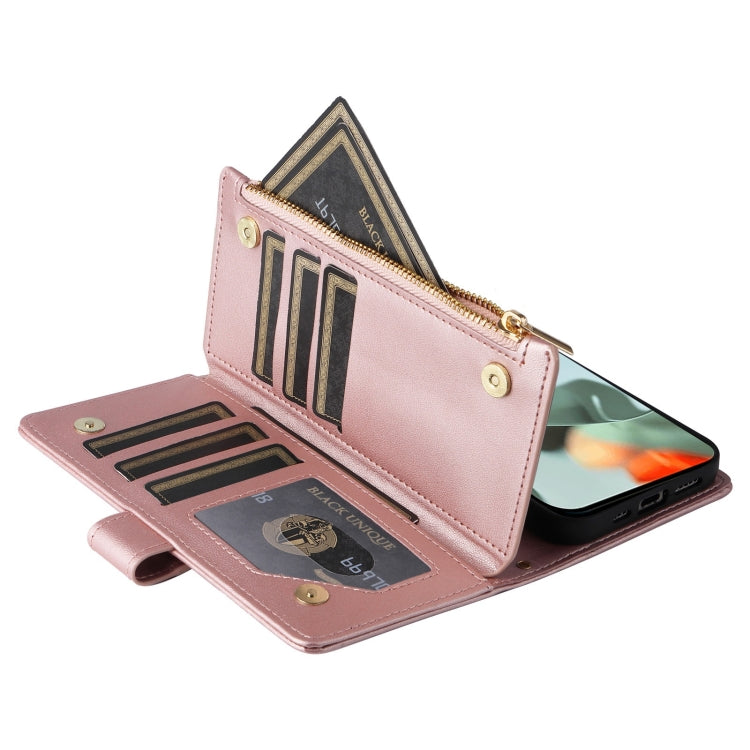 For Google Pixel 9 Pro XL Crossbody Zipper Wallet Rhombus Leather Phone Case(Rose Gold) by buy2fix