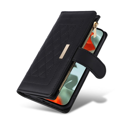 For Google Pixel 9 Pro XL Crossbody Zipper Wallet Rhombus Leather Phone Case(Black) by buy2fix