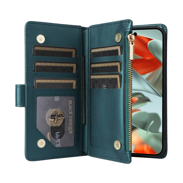 For Google Pixel 9 Pro XL Crossbody Zipper Wallet Rhombus Leather Phone Case(Green) by buy2fix