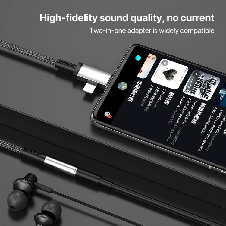 2 in 1 USB-C / Type-C, 8 Pin to 3.5mm Audio Adapter Cable, Length:15.6cm(Grey) - Earphone Adapter by buy2fix | Online Shopping UK | buy2fix