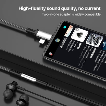 2 in 1 USB-C / Type-C, 8 Pin to 3.5mm Audio Adapter Cable, Length:15.6cm(Grey) - Earphone Adapter by buy2fix | Online Shopping UK | buy2fix