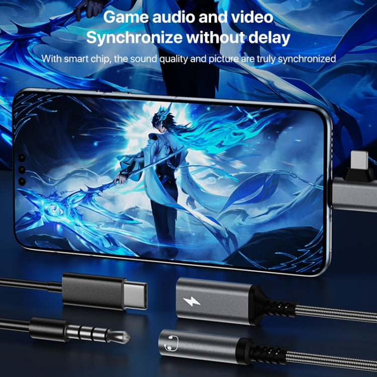 4 in 1 USB-C / Type-C, 8 Pin to 3.5mm, USB-C / Type-C Audio Adapter Cable, Length:70mm(Black) - Earphone Adapter by buy2fix | Online Shopping UK | buy2fix