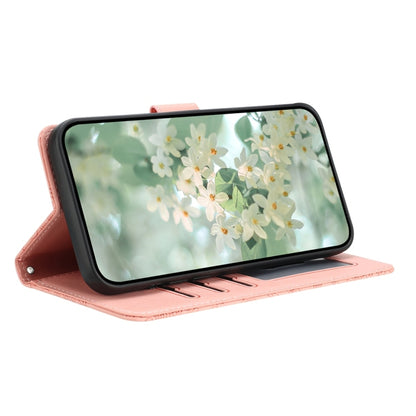 For iPhone 16e Floral Embossed Pattern Leather Phone Case(Pink) by buy2fix