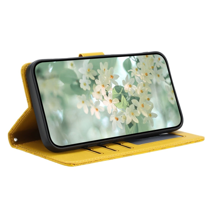 For iPhone 16e Floral Embossed Pattern Leather Phone Case(Yellow) by buy2fix