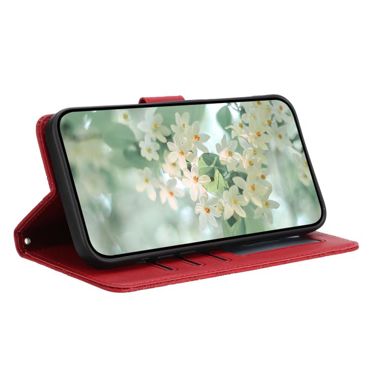 For iPhone Air Floral Embossed Pattern Leather Phone Case(Red) - iPhone Air Cases by buy2fix | Online Shopping UK | buy2fix