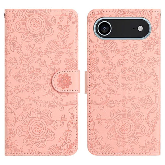 For iPhone Air Floral Embossed Pattern Leather Phone Case(Pink) - iPhone Air Cases by buy2fix | Online Shopping UK | buy2fix
