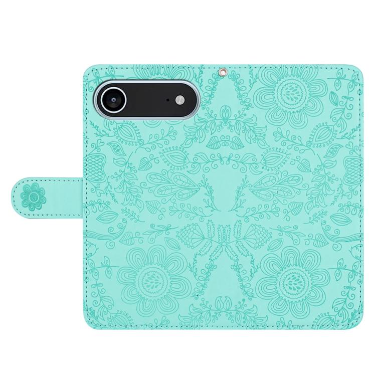 For iPhone Air Floral Embossed Pattern Leather Phone Case(Light Green) - iPhone Air Cases by buy2fix | Online Shopping UK | buy2fix
