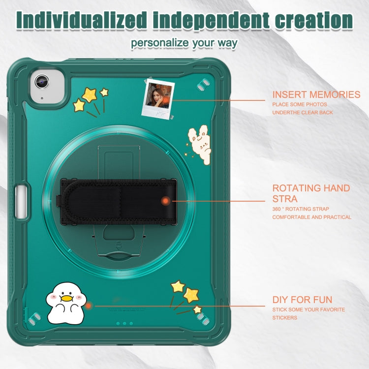 For iPad Air 11 2025 / 2024 Heavy Duty Hybrid Tablet Case with Hand Grip & Strap(Dark Green) by buy2fix