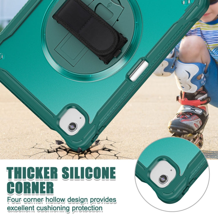 For iPad Air 11 2025 / 2024 Heavy Duty Hybrid Tablet Case with Hand Grip & Strap(Dark Green) by buy2fix