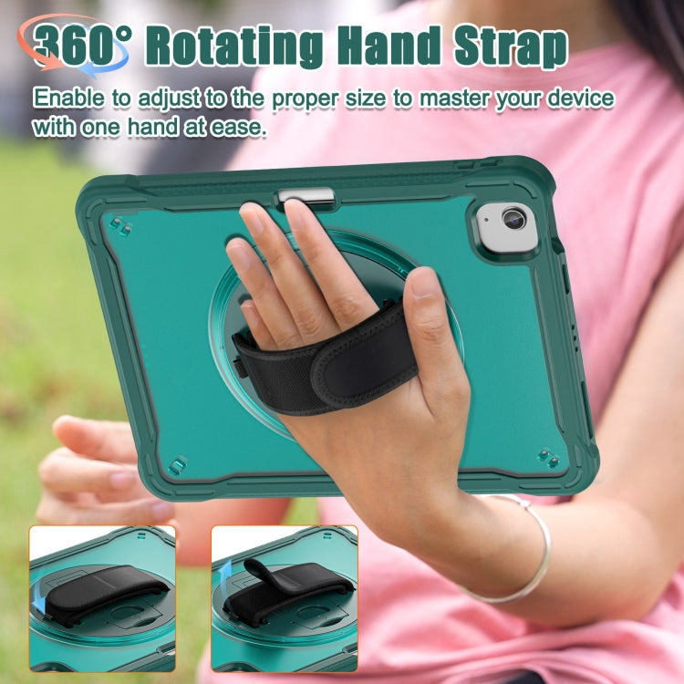 For iPad Air 11 2025 / 2024 Heavy Duty Hybrid Tablet Case with Hand Grip & Strap(Dark Green) by buy2fix