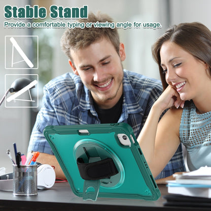 For iPad Air 11 2025 / 2024 Heavy Duty Hybrid Tablet Case with Hand Grip & Strap(Dark Green) by buy2fix