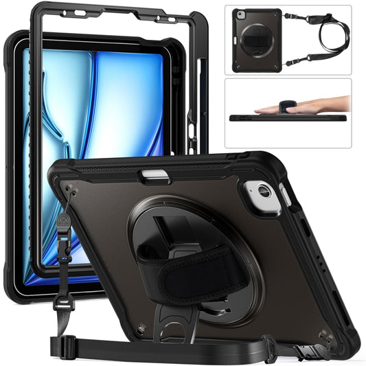 For iPad Air 11 2025 / 2024 Heavy Duty Hybrid Tablet Case with Hand Grip & Strap(Black) - iPad Air 11 2025 / 2024 Cases by buy2fix | Online Shopping UK | buy2fix