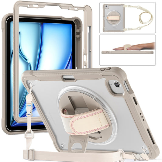 For iPad Air 11 2025 / 2024 Heavy Duty Hybrid Tablet Case with Hand Grip & Strap(Khaki) - iPad Air 11 2025 / 2024 Cases by buy2fix | Online Shopping UK | buy2fix