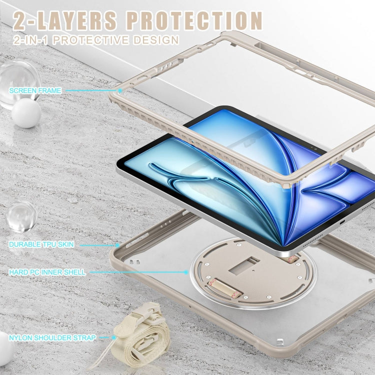 For iPad Air 11 2025 / 2024 Heavy Duty Hybrid Tablet Case with Hand Grip & Strap(Khaki) - iPad Air 11 2025 / 2024 Cases by buy2fix | Online Shopping UK | buy2fix