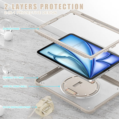 For iPad Air 11 2025 / 2024 Heavy Duty Hybrid Tablet Case with Hand Grip & Strap(Khaki) - iPad Air 11 2025 / 2024 Cases by buy2fix | Online Shopping UK | buy2fix
