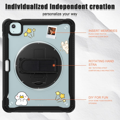 For iPad Air 11 2025 / 2024 Heavy Duty Hybrid Tablet Case with Hand Grip & Strap(Black Transparent) by buy2fix