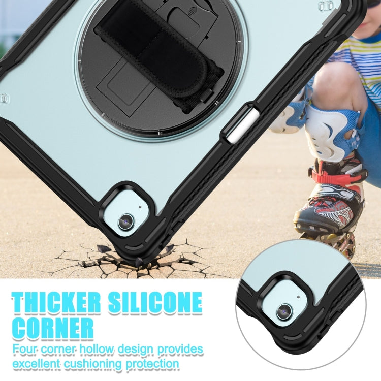 For iPad Air 11 2025 / 2024 Heavy Duty Hybrid Tablet Case with Hand Grip & Strap(Black Transparent) by buy2fix