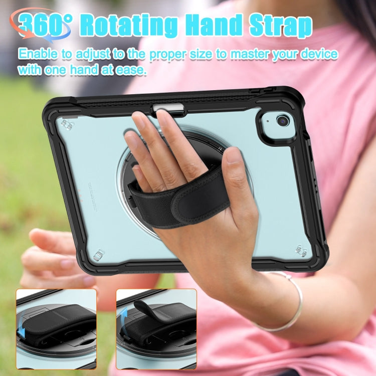 For iPad Air 11 2025 / 2024 Heavy Duty Hybrid Tablet Case with Hand Grip & Strap(Black Transparent) by buy2fix