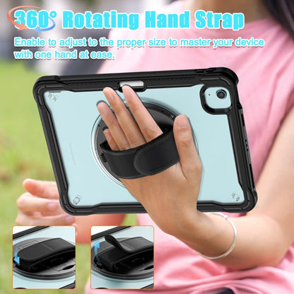 For iPad Air 11 2025 / 2024 Heavy Duty Hybrid Tablet Case with Hand Grip & Strap(Black Transparent) by buy2fix
