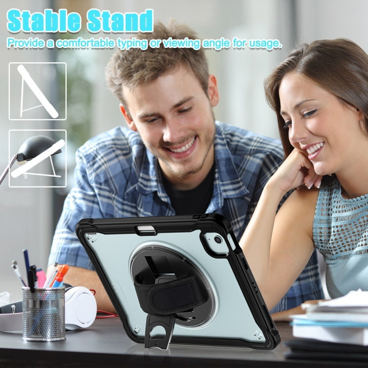 For iPad Air 11 2025 / 2024 Heavy Duty Hybrid Tablet Case with Hand Grip & Strap(Black Transparent) by buy2fix